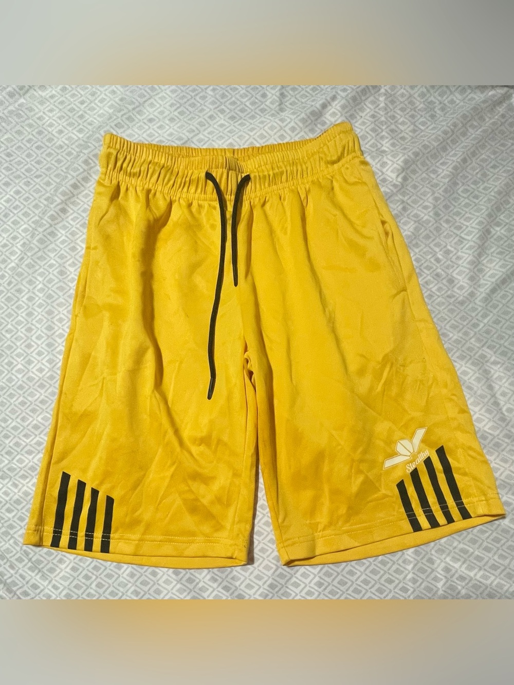 Men's Yellow Athletic Performance Shorts with Elastic Waist